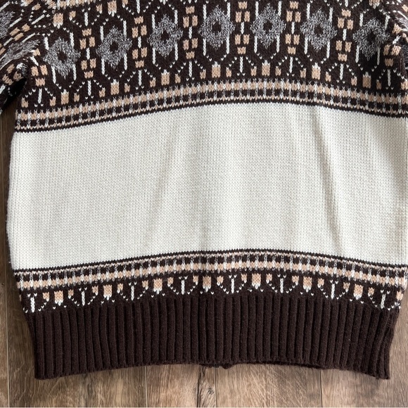 Vintage 90s St Michael Crew Neck Full Zip Fair Isle Cardigan Fishermans Sweater - Picture 8 of 15